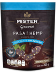 Pasa con Hemp Cubierta con Chocolate Sin Azúcar Mister 100 g